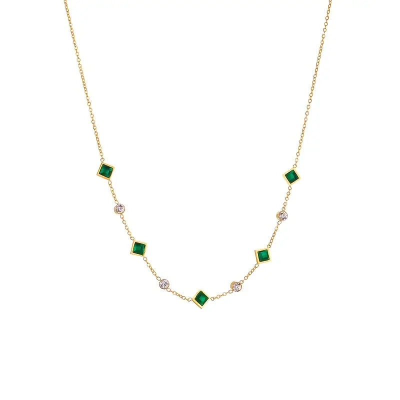 Collana Geometrica in Oro e Smeraldo