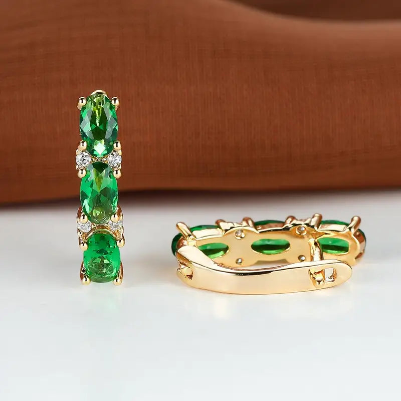 Orecchini Celeste Armand | Dorati con Pietre Verde Smeraldo