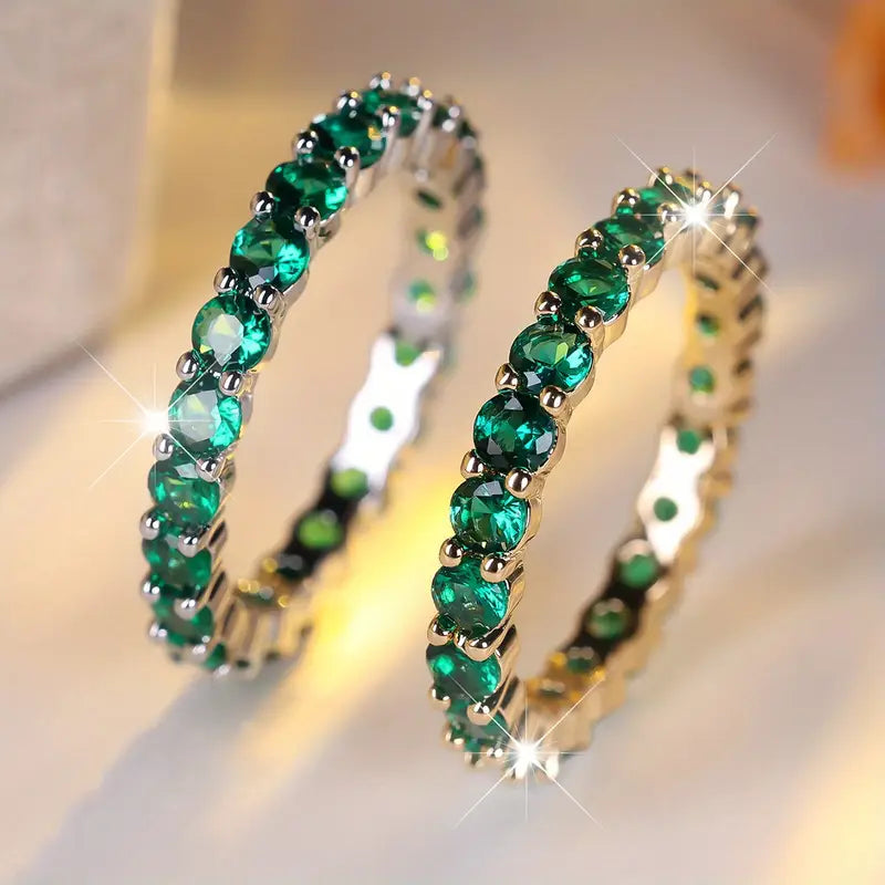 Anello Eternity Luneth Ardenelle | Dorato e Verde Smeraldo
