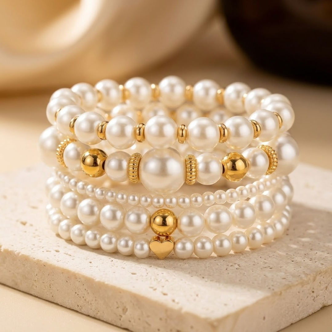 Set di bracciali in perle d'oro