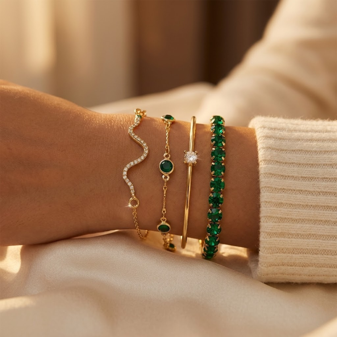 Set di bracciali in oro con smeraldo