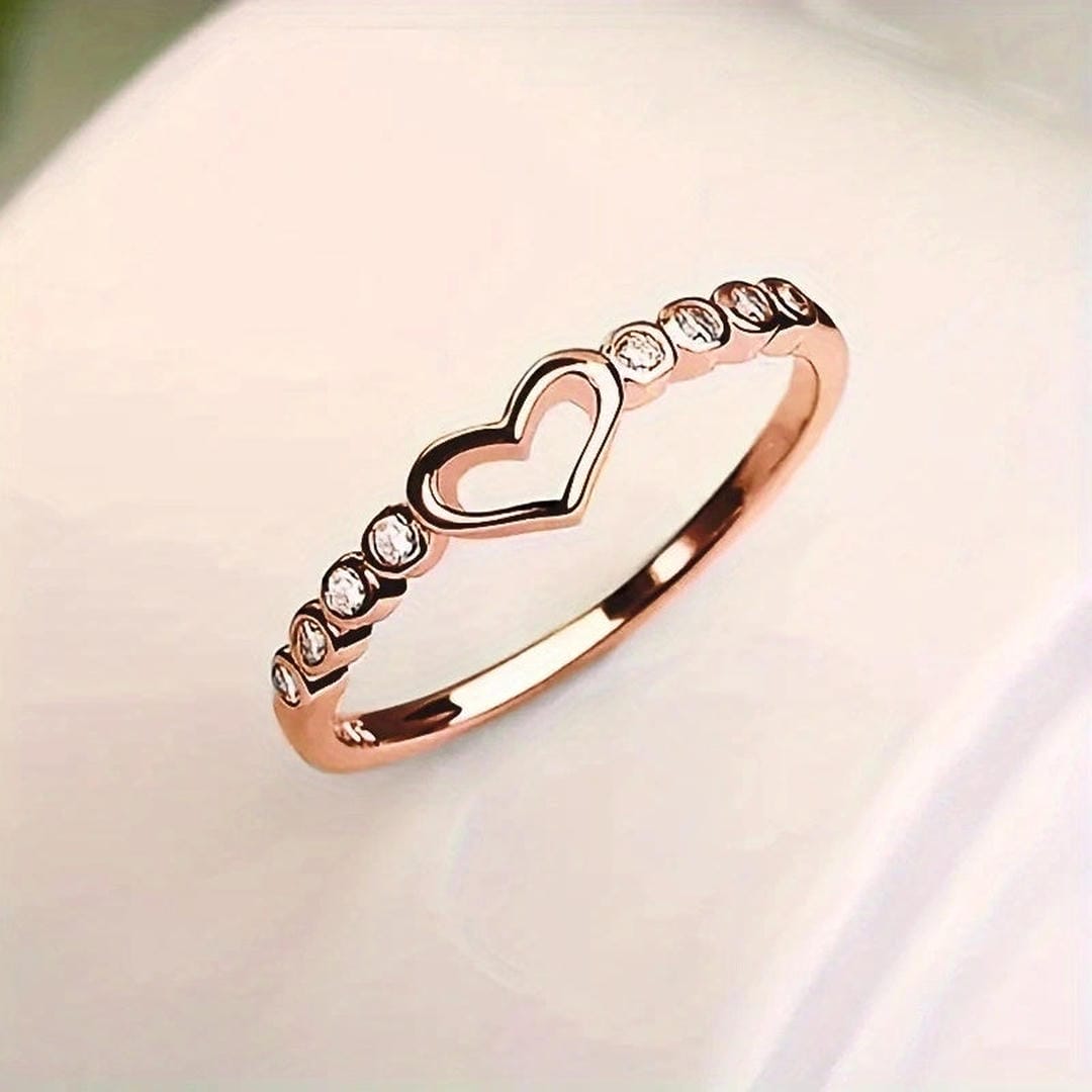 Anello Accento con Cristalli Cuore Aperto