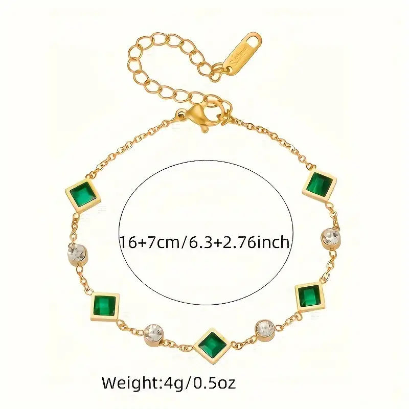 Bracciale Amelisse Glenwyn | Dorato con Pietre Verde Smeraldo