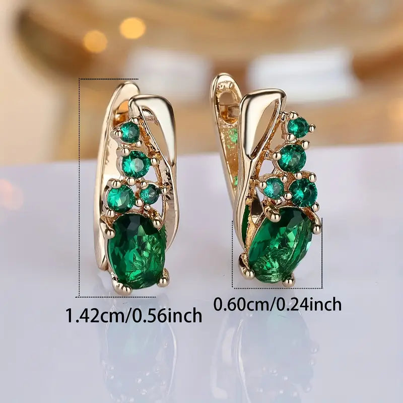 Orecchini Thessaly Moressin | Dorati con Pietre Verde Smeraldo