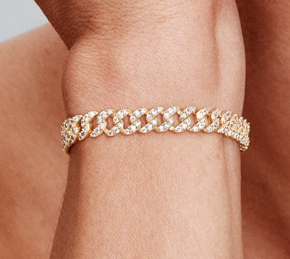 Bracciale Cubano Pavé – Groumette Color Oro con Pietre
