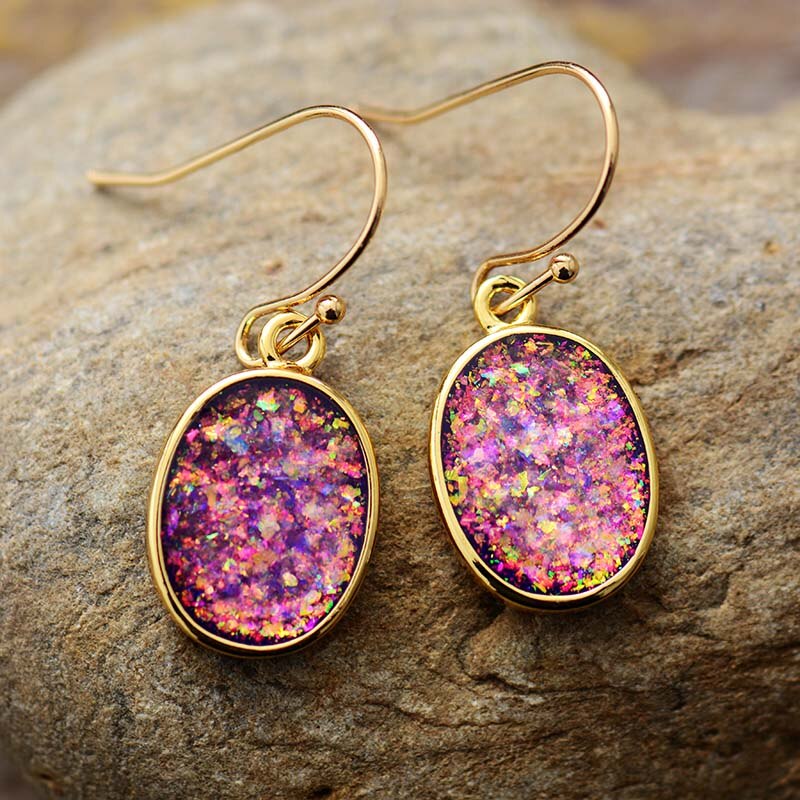 Orecchini Pendenti in Opale Druzy