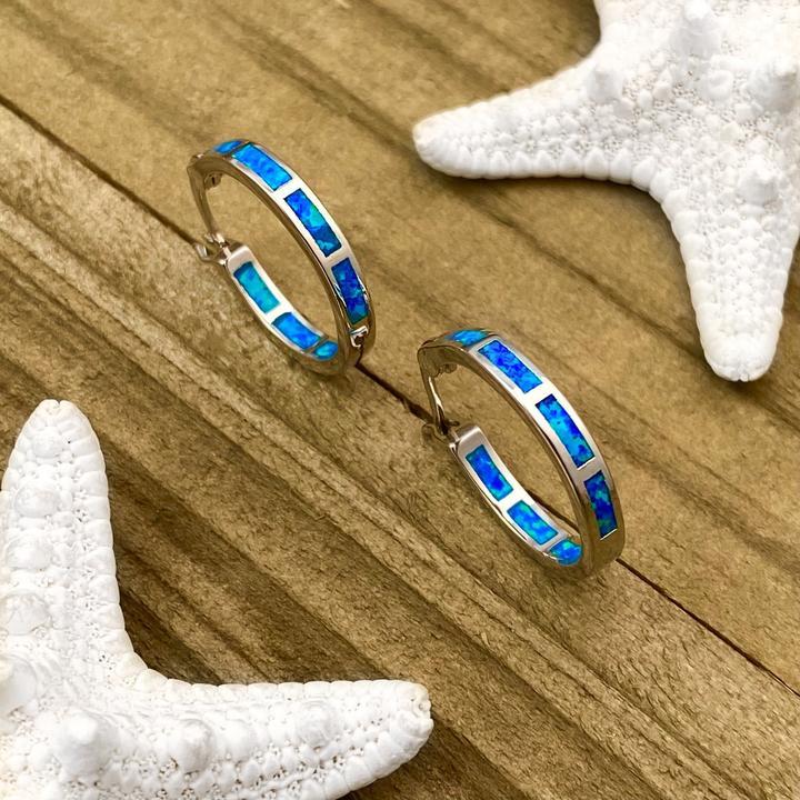 Orecchini Vintage in Argento con Opale Blu Oceano