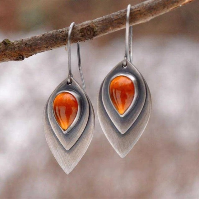 Orecchini Vintage in Pietra Arancione