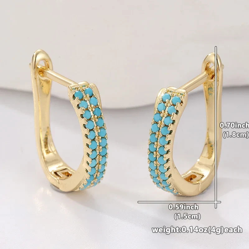 Orecchini Huggie Classici con Pavé Turchese | Dorati