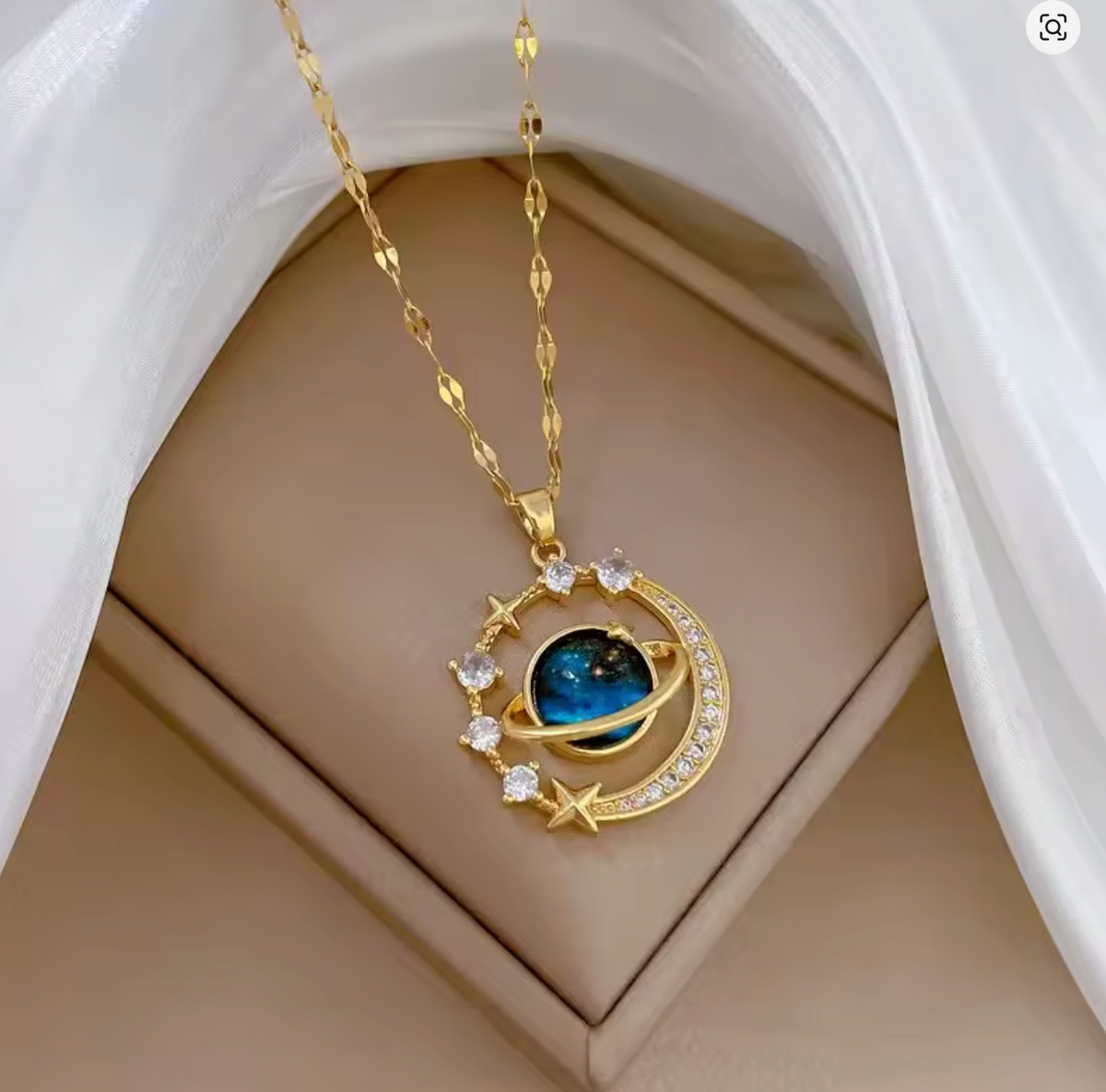 Collana con pendente Astronauta Luna Pianeta Donna