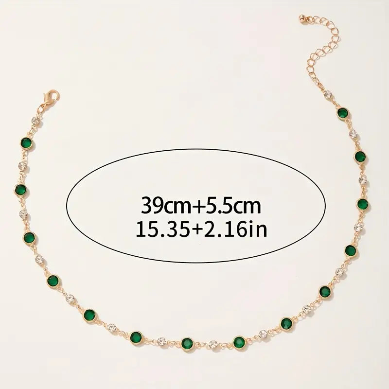 Collana Elira Vescari | Dorata con Pietre Verde Smeraldo