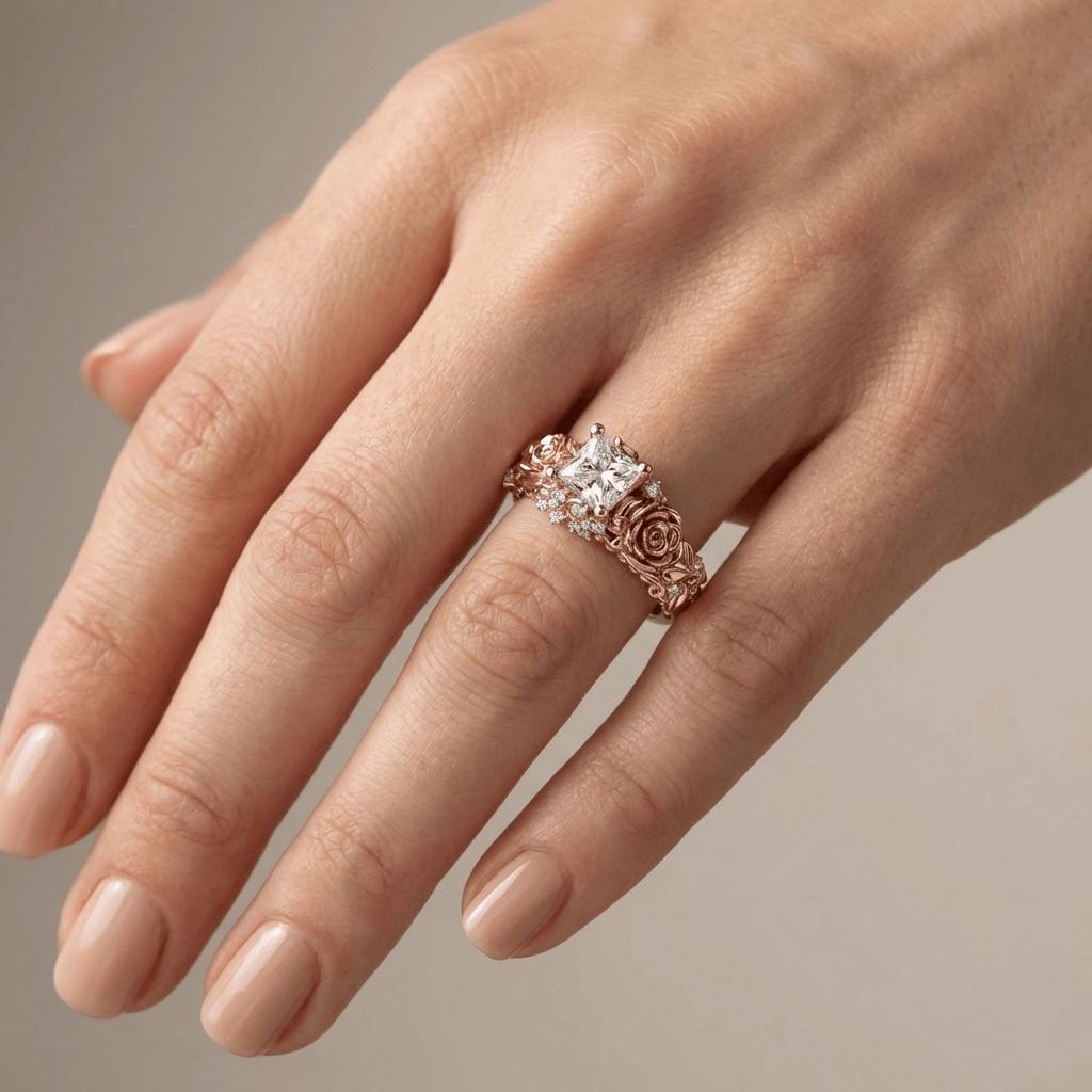 Anello Vintage in Oro Rosa e Zircone