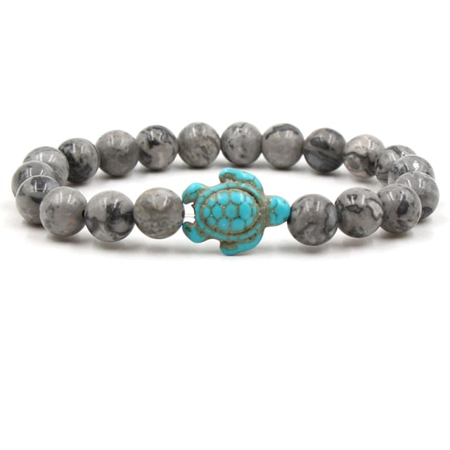 Bracciale con Tartaruga Marina e Perline in Pietra – Tanti Colori