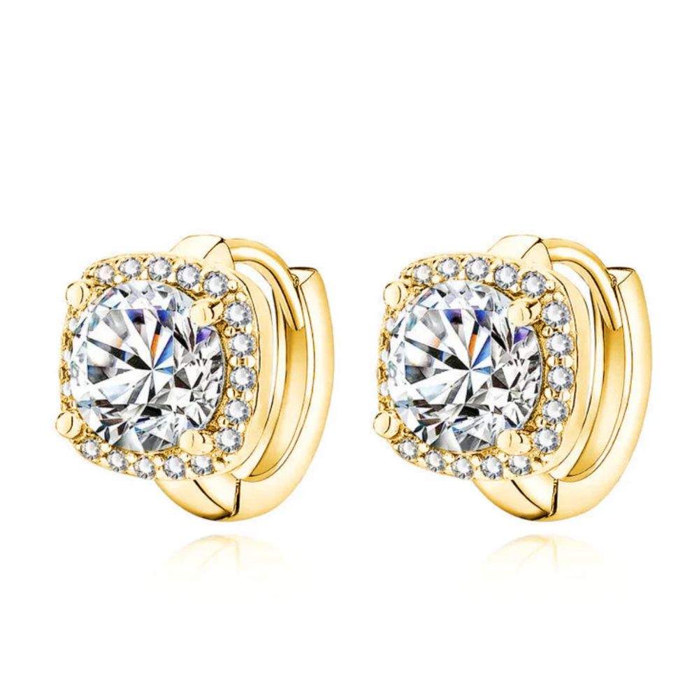 Orecchini Quadrati Nadine – Cerchietti Color Oro con Pietre