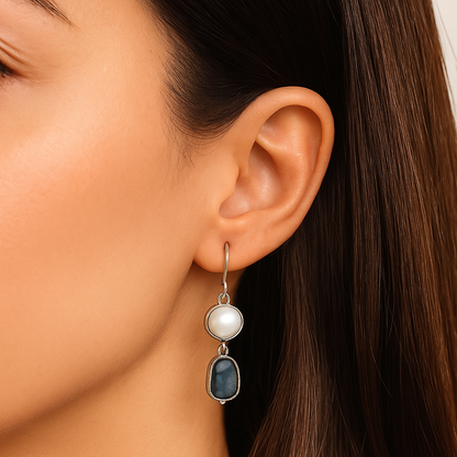 Orecchini Vintage con Pietra Blu Naturale