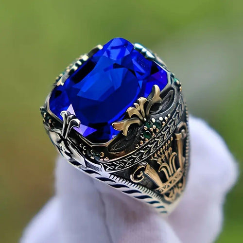 Anello Vintage in Zaffiro Argento