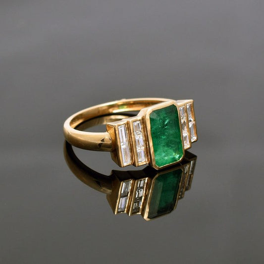 Anello Vintage con Smeraldo Naturale dello Zambia