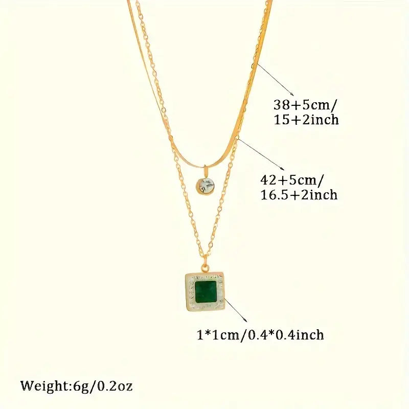 Collana Tirena Valeure | Dorata con Pendente Verde Smeraldo