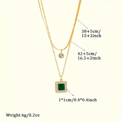 Collana Tirena Valeure | Dorata con Pendente Verde Smeraldo