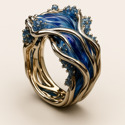 Anello Vintage Dorato “Oceano Ondulato”