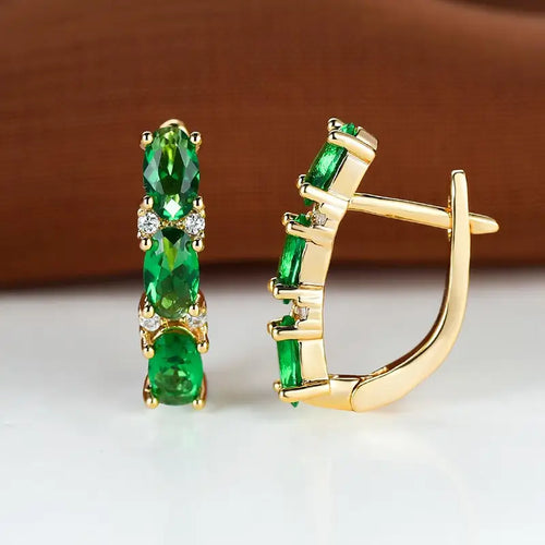 Orecchini Celeste Armand | Dorati con Pietre Verde Smeraldo