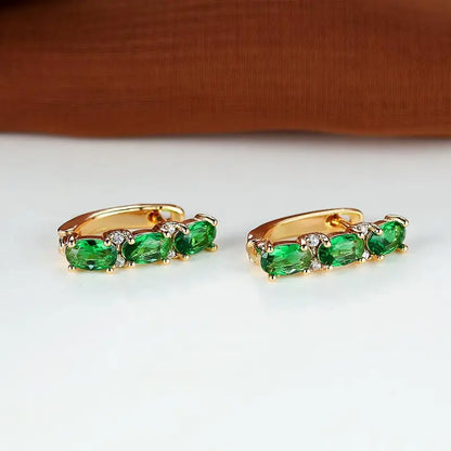 Orecchini Celeste Armand | Dorati con Pietre Verde Smeraldo
