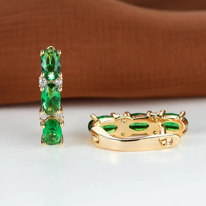 Orecchini Celeste Armand | Dorati con Pietre Verde Smeraldo