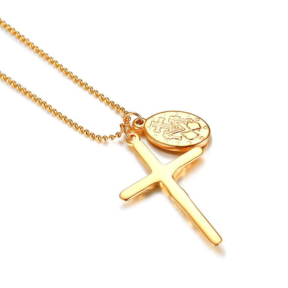Collana in Titanio con Medaglione Crocifisso della Vergine Maria