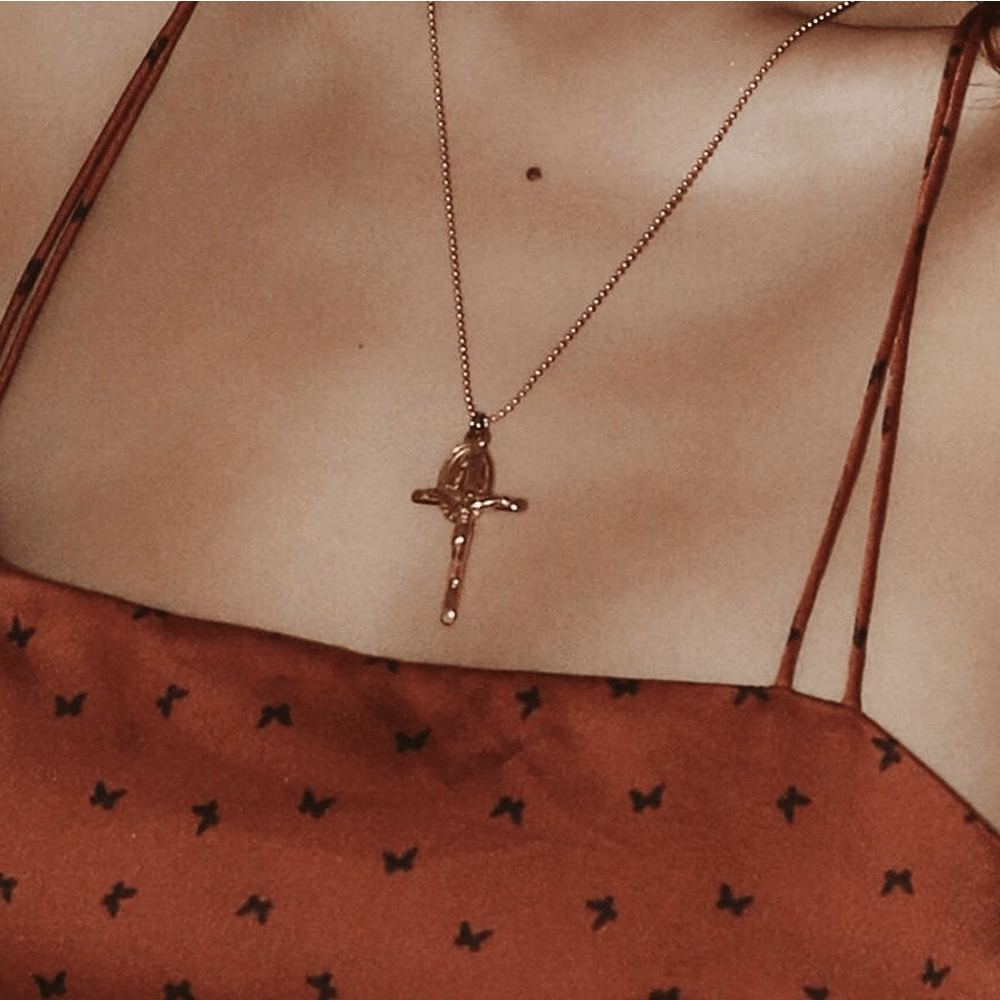 Collana in Titanio con Medaglione Crocifisso della Vergine Maria