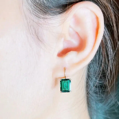 Orecchini Pendenti Viviana Corval | Dorati con Pietra Verde Smeraldo