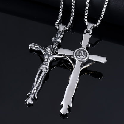 Croce Crucifisso INRI in Stile Classico Collana Sacra Fede di Gesù