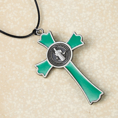 Collana con Pendente Croce di Protezione Divina in Stile Classico Multicolore (6 colori)