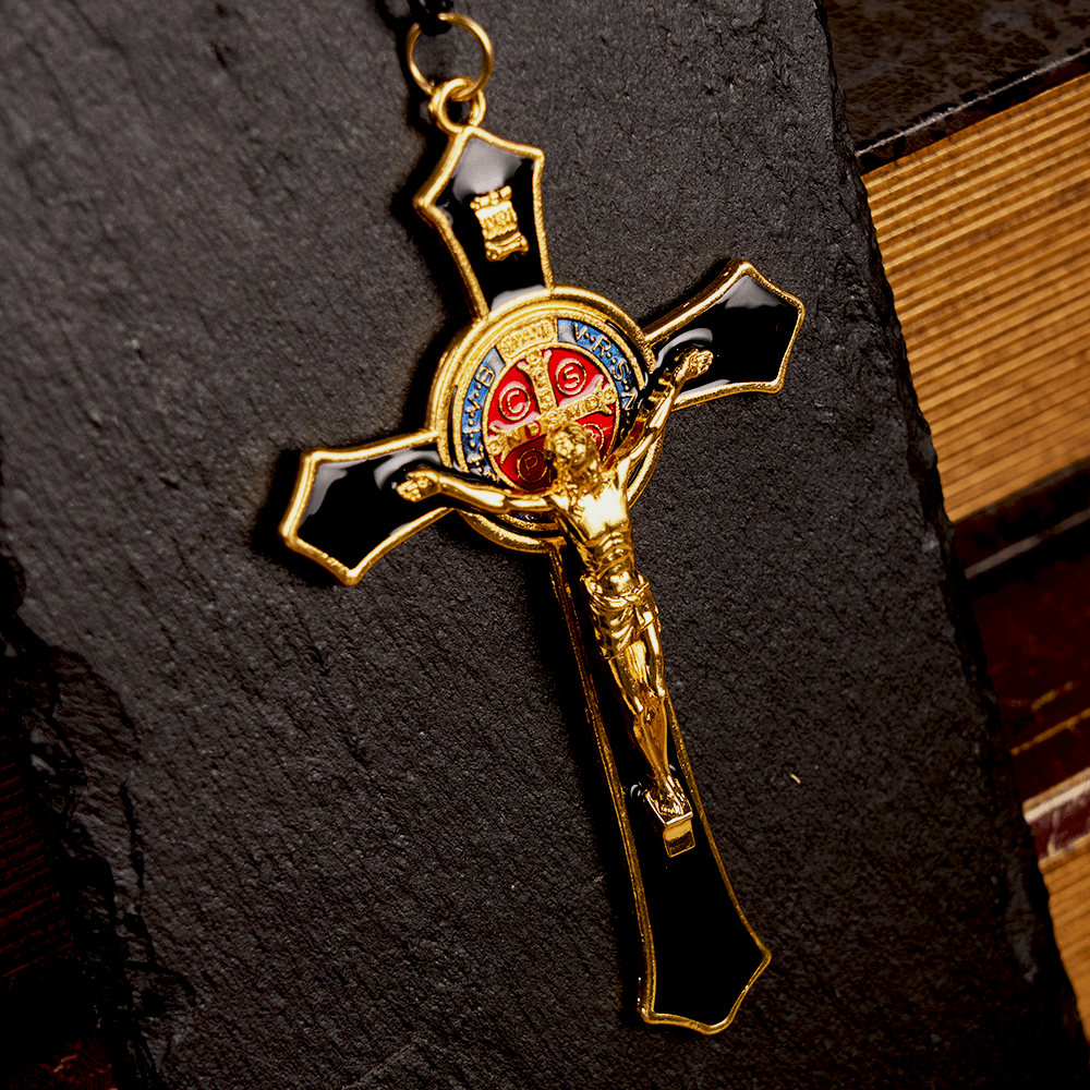 Collana con Croce in Stile Classico Rosso/Blu Pendente di Grande Dimensione (5 colori)