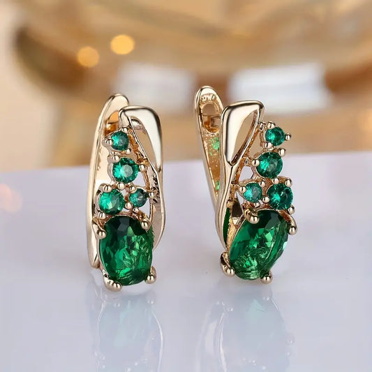 Orecchini Thessaly Moressin | Dorati con Pietre Verde Smeraldo