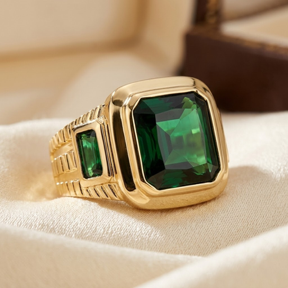 Anello Signet in Oro e Smeraldo
