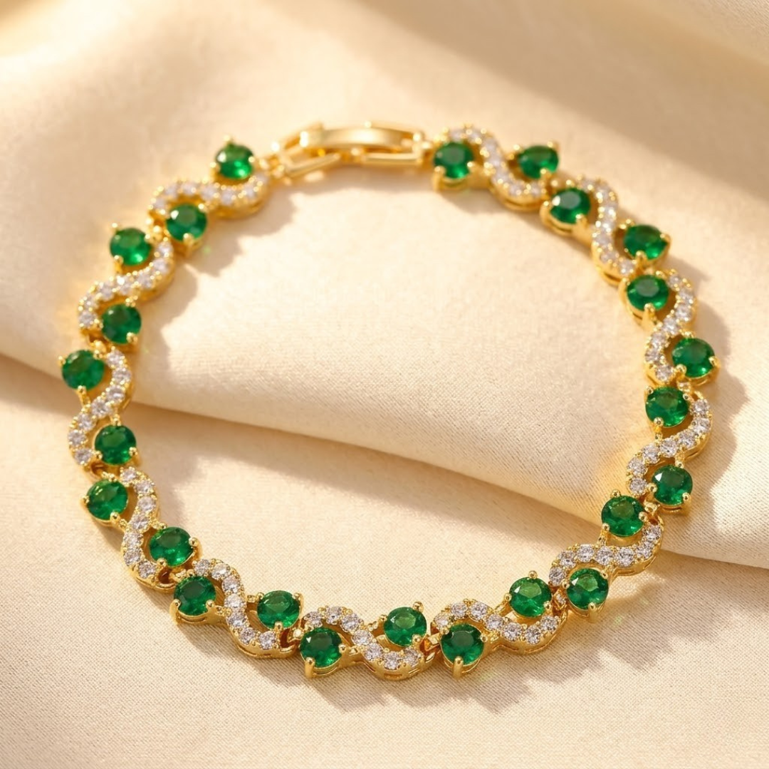Bracciale Halo in Oro e Smeraldo