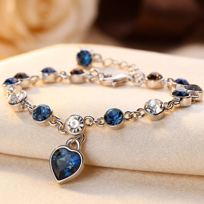 Bracciale catena cuore zaffiro in argento