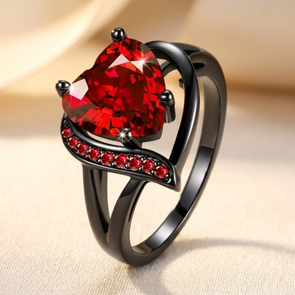 Anello Cuore di Rubino Argento