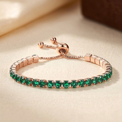 Bracciale tennis smeraldo regolabile in oro