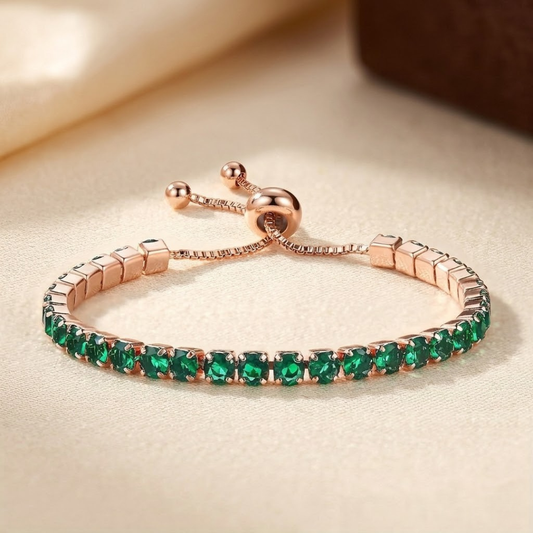 Bracciale tennis smeraldo regolabile in oro