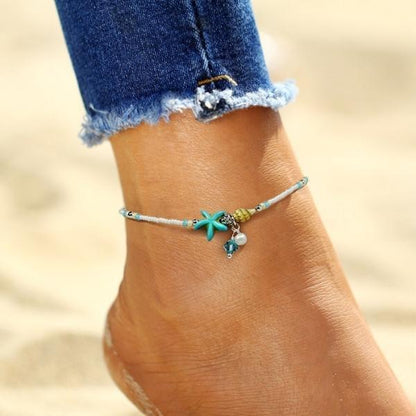 Cavigliera Stella Marina e Conchiglia con Perline – Stile Mare