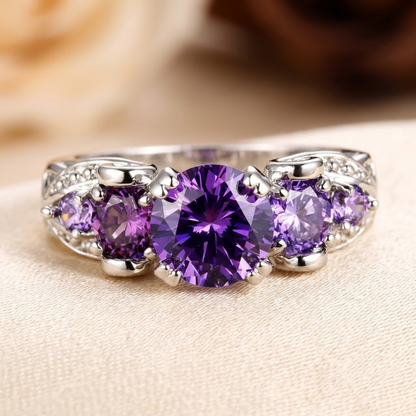 Anello vintage in ametista d'argento