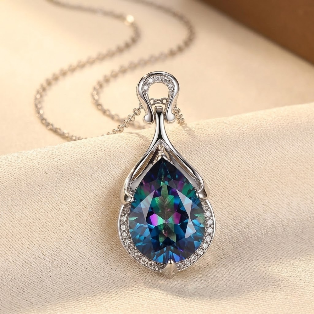 Collana a goccia in zaffiro argento