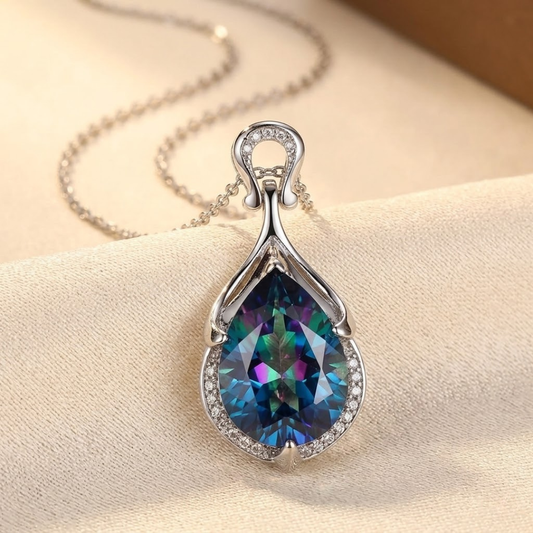 Collana a goccia in zaffiro argento