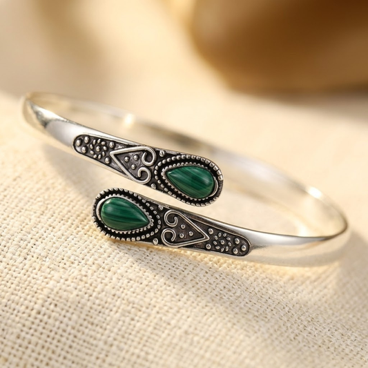 Bracciale jonc vintage smeraldo in argento