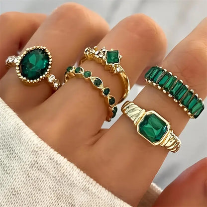 Set di Anelli Zaria Smeraldo Esclusivo | Oro