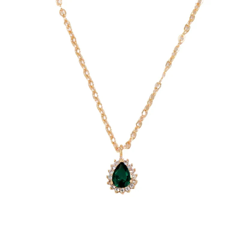 Collana Yvaine Gladorra | Dorata con Goccia Verde Smeraldo