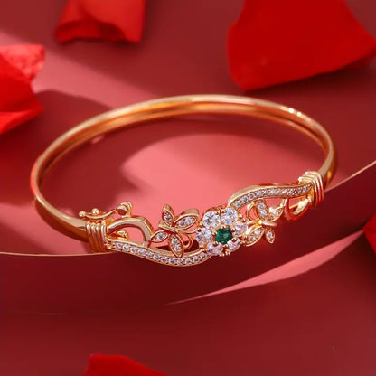 Bracciale Rigido Isla Beaumont | Dorato con Dettaglio Verde Smeraldo