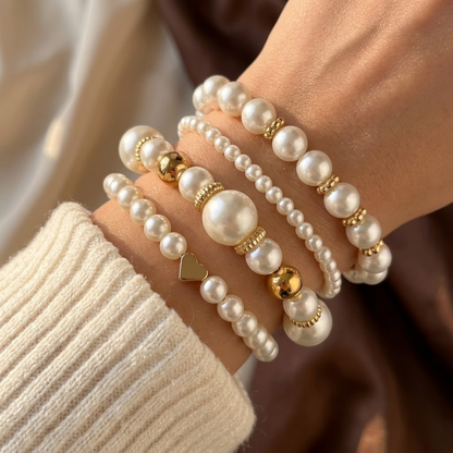Set di bracciali in perle d'oro