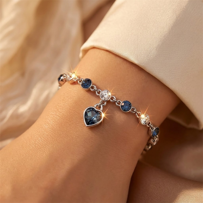 Bracciale catena cuore zaffiro in argento